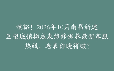 哦豁！2026年10月南昌新建区望城镇播威表维修保养最新客服热线，老表你晓得啵？