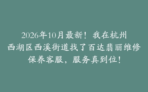 2026年10月最新!我在杭州西湖区西溪街道找了百达翡丽维修保养客服,服务真到位!