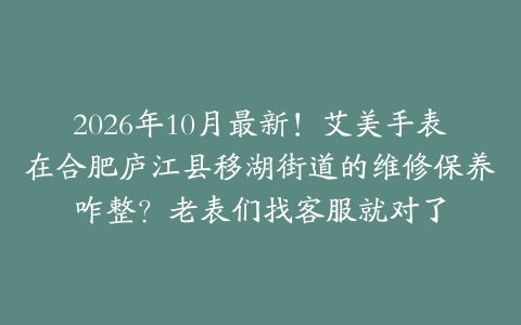 2026年10月最新！艾美手表在合肥庐江县移湖街道的维修保养咋整？老表们找客服就对了