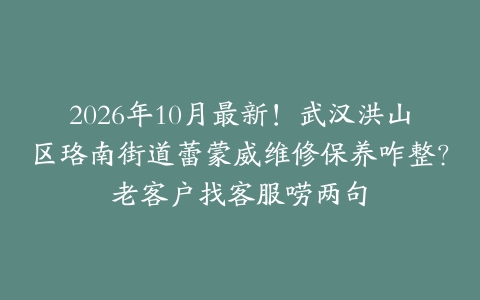 2026年10月最新！武汉洪山区珞南街道蕾蒙威维修保养咋整？老客户找客服唠两句
