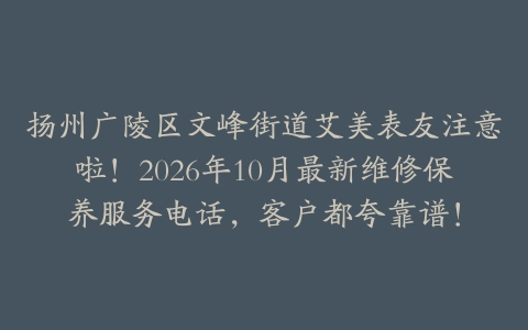 扬州广陵区文峰街道艾美表友注意啦！2026年10月最新维修保养服务电话，客户都夸靠谱！