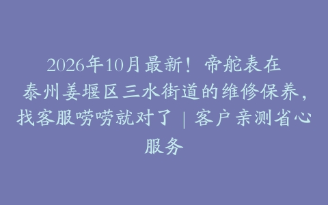 2026年10月最新！帝舵表在泰州姜堰区三水街道的维修保养，找客服唠唠就对了｜客户亲测省心服务