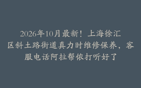 2026年10月最新！上海徐汇区斜土路街道真力时维修保养，客服电话阿拉帮侬打听好了
