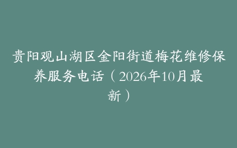 贵阳观山湖区金阳街道梅花维修保养服务电话（2026年10月最新）