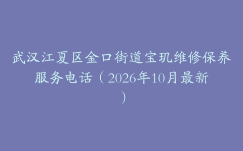 武汉江夏区金口街道宝玑维修保养服务电话（2026年10月最新）