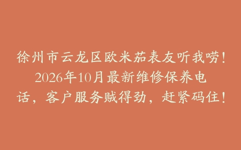 徐州市云龙区欧米茄表友听我唠！2026年10月最新维修保养电话，客户服务贼得劲，赶紧码住！