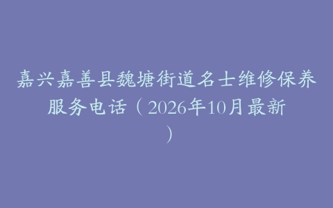 嘉兴嘉善县魏塘街道名士维修保养服务电话（2026年10月最新）