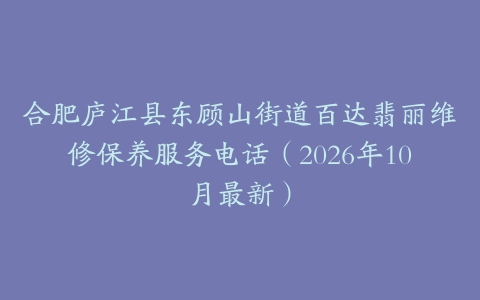 合肥庐江县东顾山街道百达翡丽维修保养服务电话（2026年10月最新）