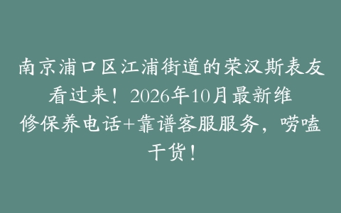 南京浦口区江浦街道的荣汉斯表友看过来！2026年10月最新维修保养电话+靠谱客服服务，唠嗑干货！
