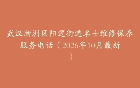 武汉新洲区阳逻街道名士维修保养服务电话（2026年10月最新）