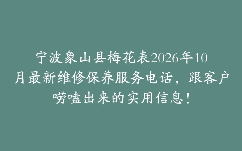 宁波象山县梅花表2026年10月最新维修保养服务电话，跟客户唠嗑出来的实用信息！