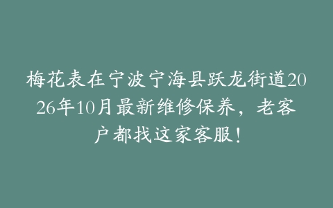 梅花表在宁波宁海县跃龙街道2026年10月最新维修保养，老客户都找这家客服！
