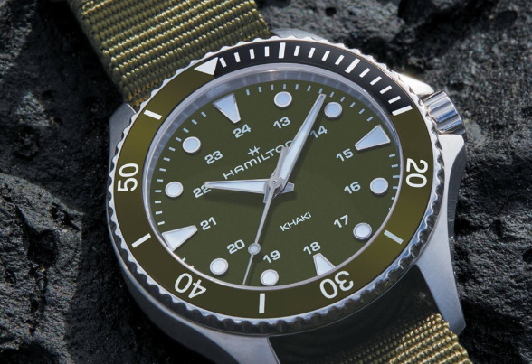 汉米尔顿推出全新绿色卡其海军系列水肺37毫米石英腕表-腕表百科