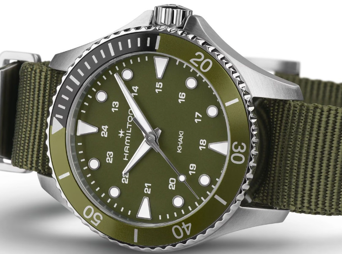 汉米尔顿推出全新绿色卡其海军系列水肺37毫米石英腕表-腕表百科